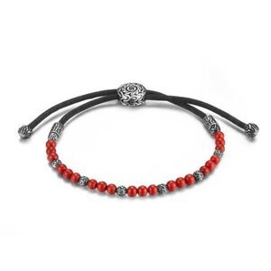 JOHN HARDY Classic Chain Pull Sterling Silver and Carnelian Beaded Cord Bracelet